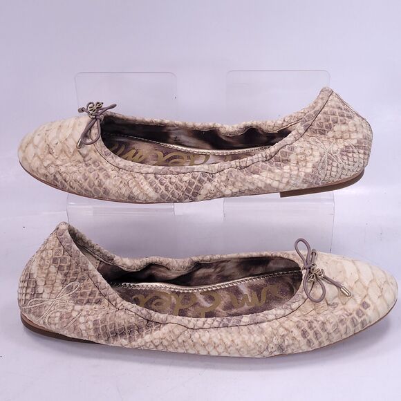 Sam Edelman Slip On Casual Snake Skin Ballet Flat Womens Size 8 Beige - Picture 6 of 8